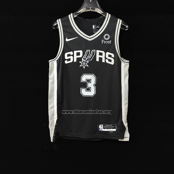 Camiseta San Antonio Spurs Keldon Johnson NO 3 Icon Autentico Negro